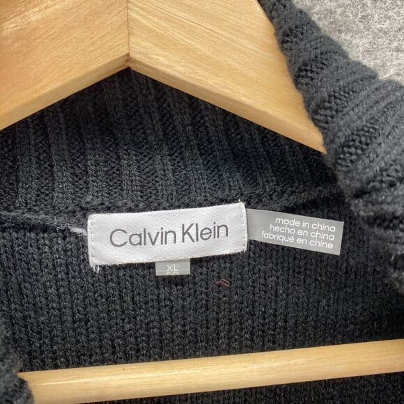 Calvin Klein Sweater Pullover Women XL Black Striped Turtleneck Knit Long Sleeve - Picture 5 of 9